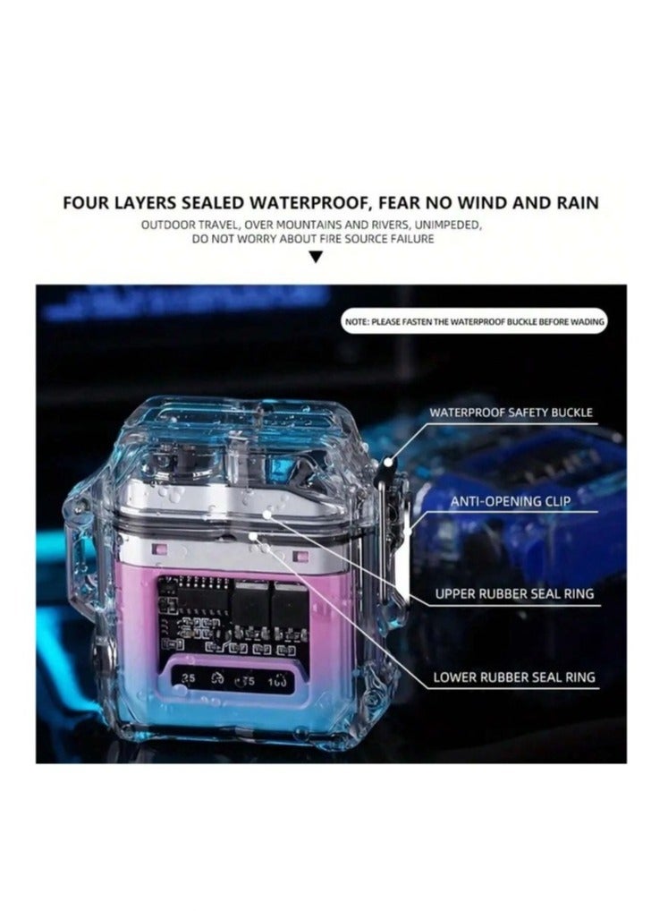 Oxi Emergency Lighter And LED Flashlight, With Tight Protective Cover, Rechargeable, Digital Power Indicator And Flameless, Transparent, 5.5 * 5 Cm - Image 5