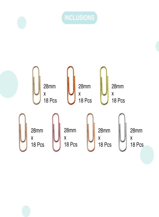oddpod™ 28mm Multi-Colored Metal Paper Clips/Gem pins/U Pins/File Clips - Reusable Rust Resistant Paper Clips for Office, Home, Schools, Bank, Store, Shop & More (Metallic) - Image 3