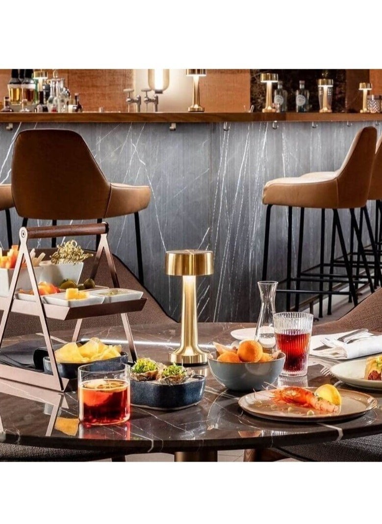 ELTRAZONE Table Lamp,Modern Rechargeable Cordless Touch Sensor LED Desk lamp 3 Ways Dimming,with USB Cord for Bar Restaurant Bedroom Bedside Nightstand Lighting (GOLD) - Image 2