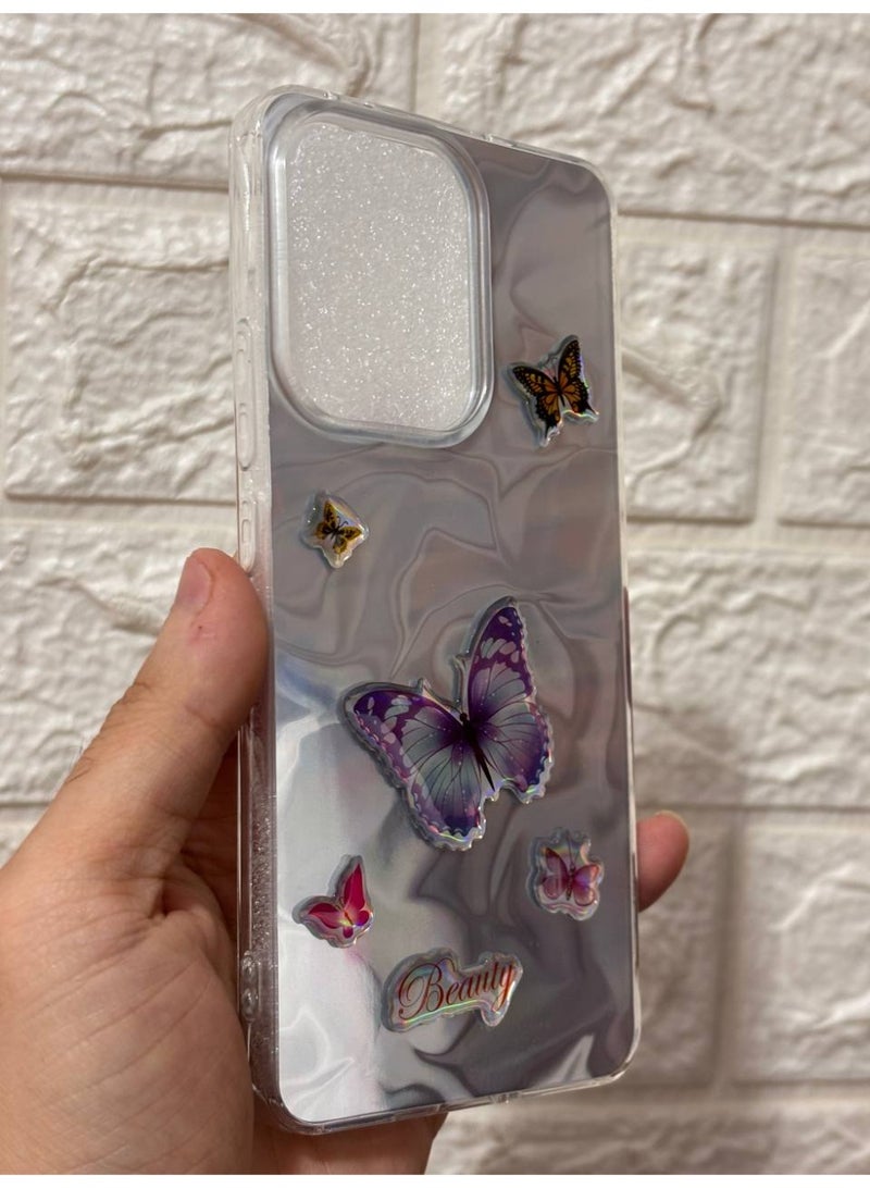 Butterfly Back Cover with beauty  print compatible with Phone Oppo Reno 13F - Image 1