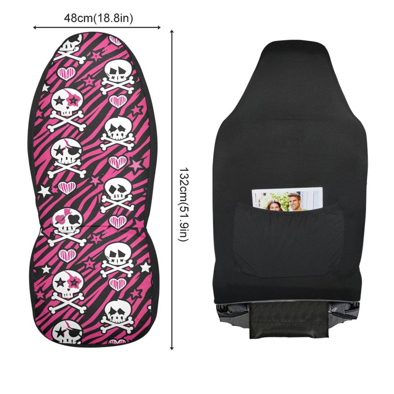 Burbuja Y2k Skulls on Zebra Front Car Seat Cover, Breathable Car Seat Protectors Universal Fits SUV, Cars, Truck, Non-Slip, 2 Pack - Image 2