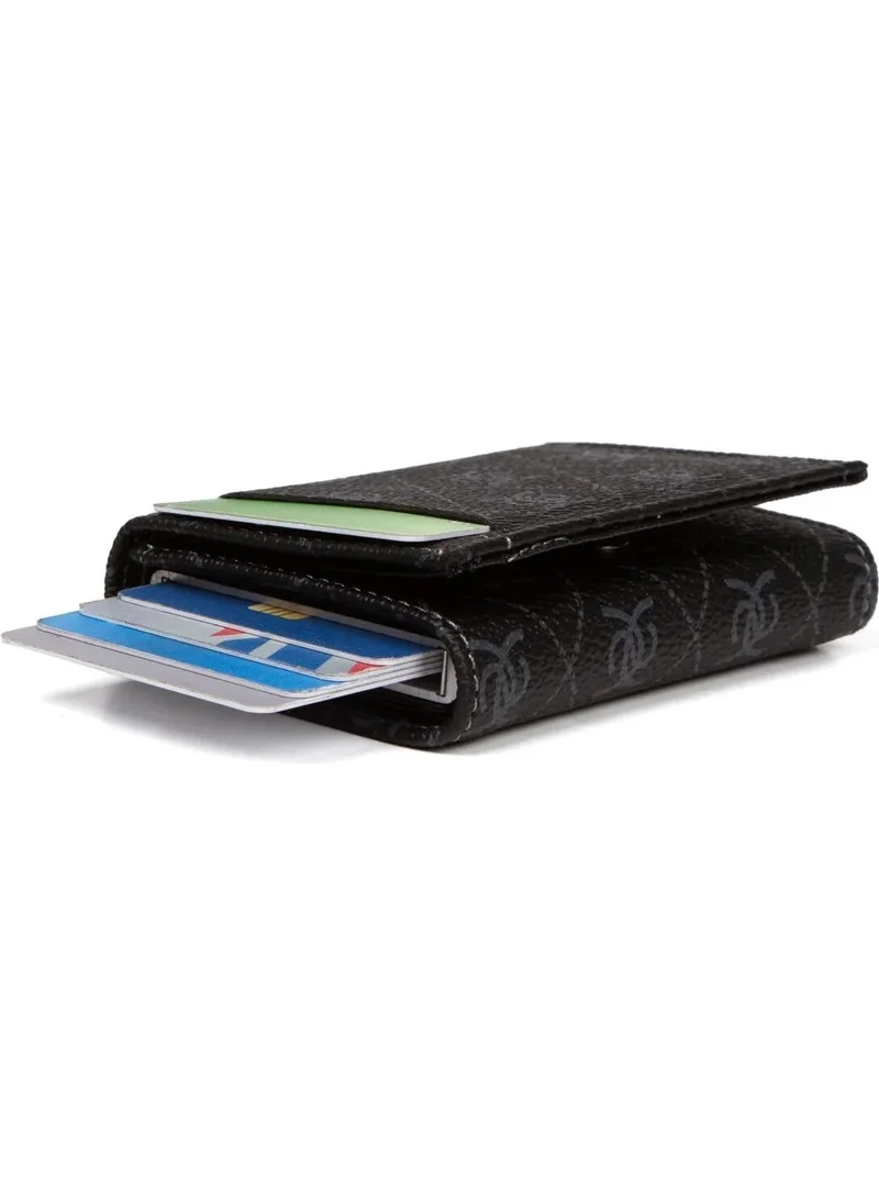 Newish Polo Rfid-Enabled Mechanical Wallet Card Holder - Faux Leather