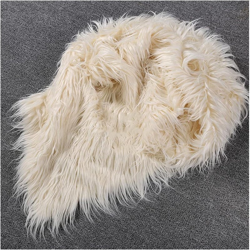 Faux Fur Faux Fur Fabric 180x50cm Shaggy Soft Long Pile Artificial Fur Fabric for Costume Arts Crafts Cushion Use Fake Fur Fabric for DIY, Craft Fur Decoration (Color : Beige) - Image 1