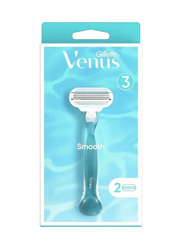فينوس مقبض ماكينة حلاقة فينوس للسيدات مزود بشفرتين قابلتين لإعادة التعبئة - Image 1