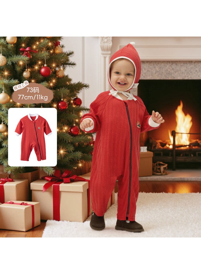 Aqpa Baby Zipper Romper Autumn Infant Jumpsuit Red 66cm - Image 1
