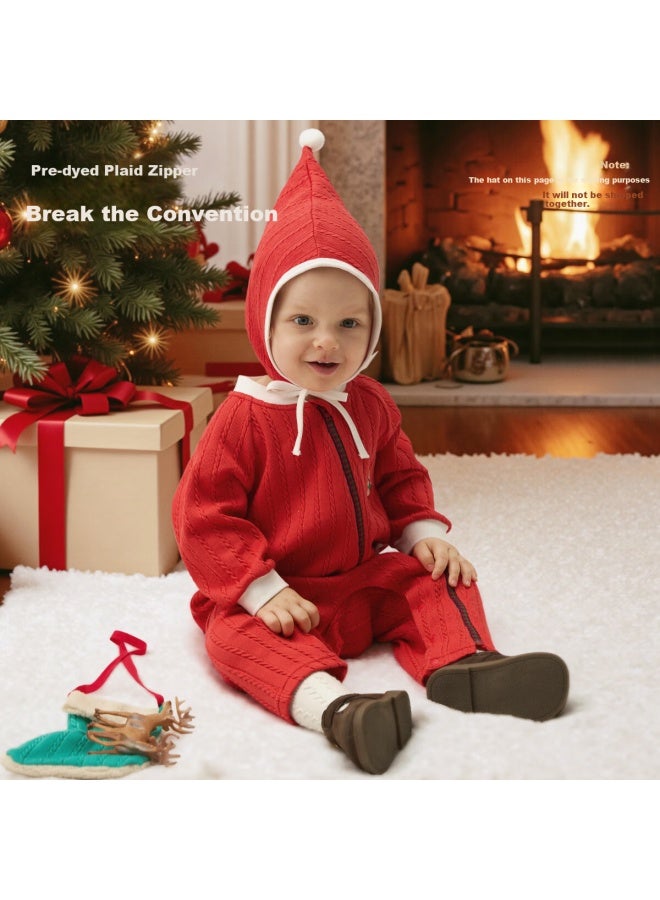 Aqpa Baby Zipper Romper Autumn Infant Jumpsuit Red 66cm - Image 3