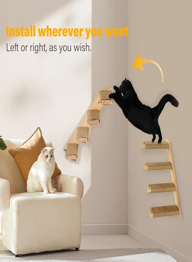 Ewenono 2 Pack 4 Steps Cat Wall Shelves Cat Stairs for Wall with Sisal Rope.Cat Wall Steps/Ladder Furniture ＆ cat Tree Supplies(Catstairs 2Pack-4Steps) - Image 5