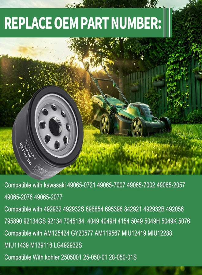 فلتر زيت FHSJXR 49065-7007 49065-0721 لمحركات كاواساكي FR691V FR730V FR651V FR600V FX600V FX730V FS691V FS651V FR651V، طقم تغيير الزيت 492932 492932S AM125424 GY20577 Kohler 2505001 (عبوة من قطعتين) - Image 3