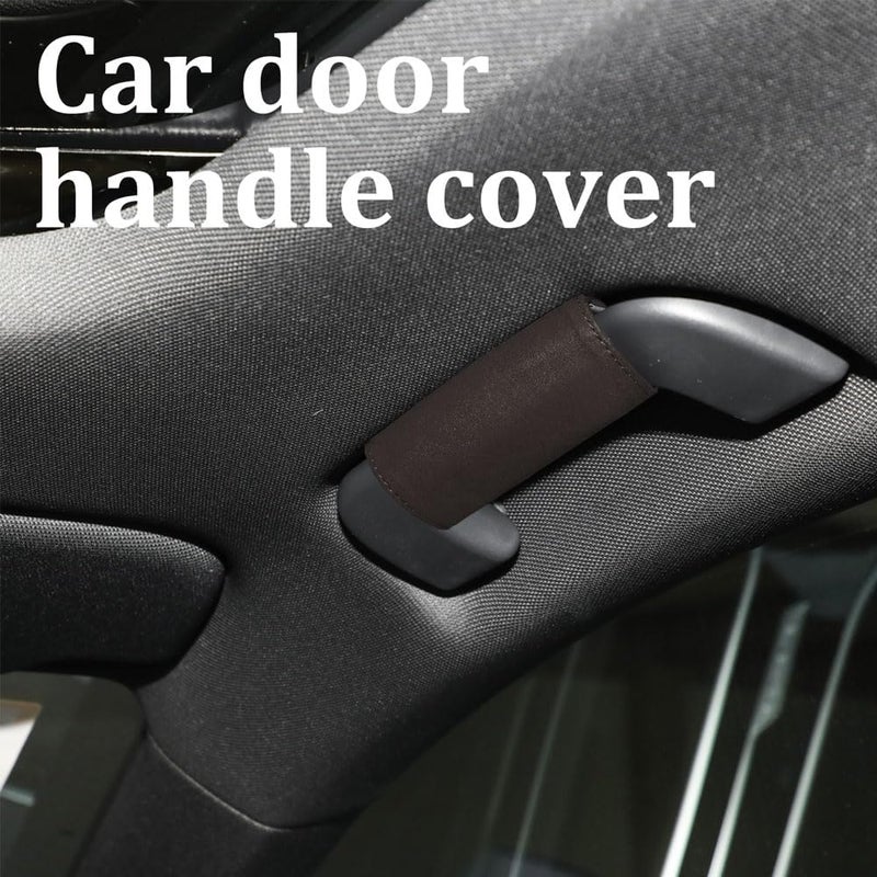HEVLE 2PCS Car Inside Door Handle Protector, Car Handle Protector, Leather Anti-Scratch Car Handle Cover for Car Decorations, Universal Car Accessories Fits Car (Mocha Brown) - Image 3