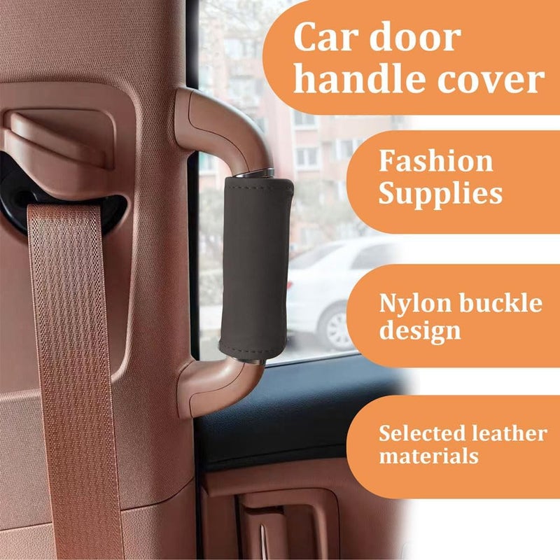 HEVLE 2PCS Car Inside Door Handle Protector, Car Handle Protector, Leather Anti-Scratch Car Handle Cover for Car Decorations, Universal Car Accessories Fits Car (Mocha Brown) - Image 4
