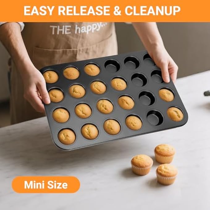 2 عبوة ميني مافن بان غير لاصق 24 كوب ميني كب كيك للخبز 24 كوب من الفولاذ الكربوني - Image 4