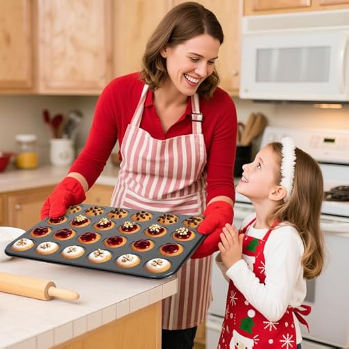 2 عبوة ميني مافن بان غير لاصق 24 كوب ميني كب كيك للخبز 24 كوب من الفولاذ الكربوني - Image 2