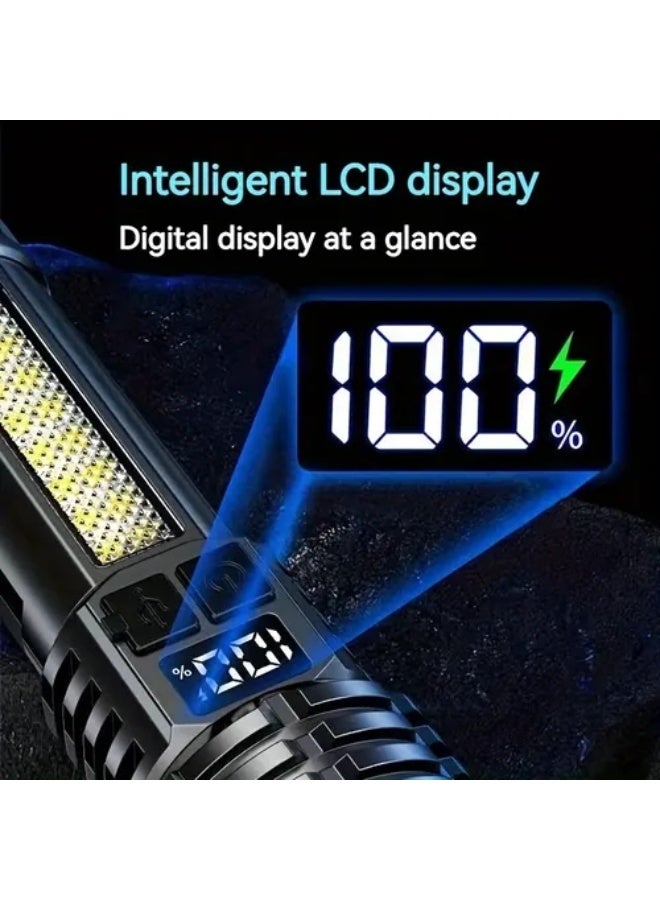 Forthcan Rechargeable LED Flashlight, Ultra Bright Handheld Torch with Side Light, Waterproof Long-Range Flashlight for Outdoor, Cycling, Patrol, and Night Fishing - Image 3