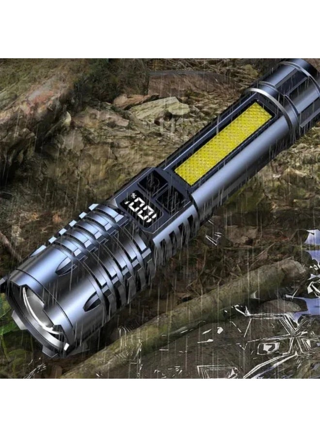 Forthcan Rechargeable LED Flashlight, Ultra Bright Handheld Torch with Side Light, Waterproof Long-Range Flashlight for Outdoor, Cycling, Patrol, and Night Fishing - Image 2