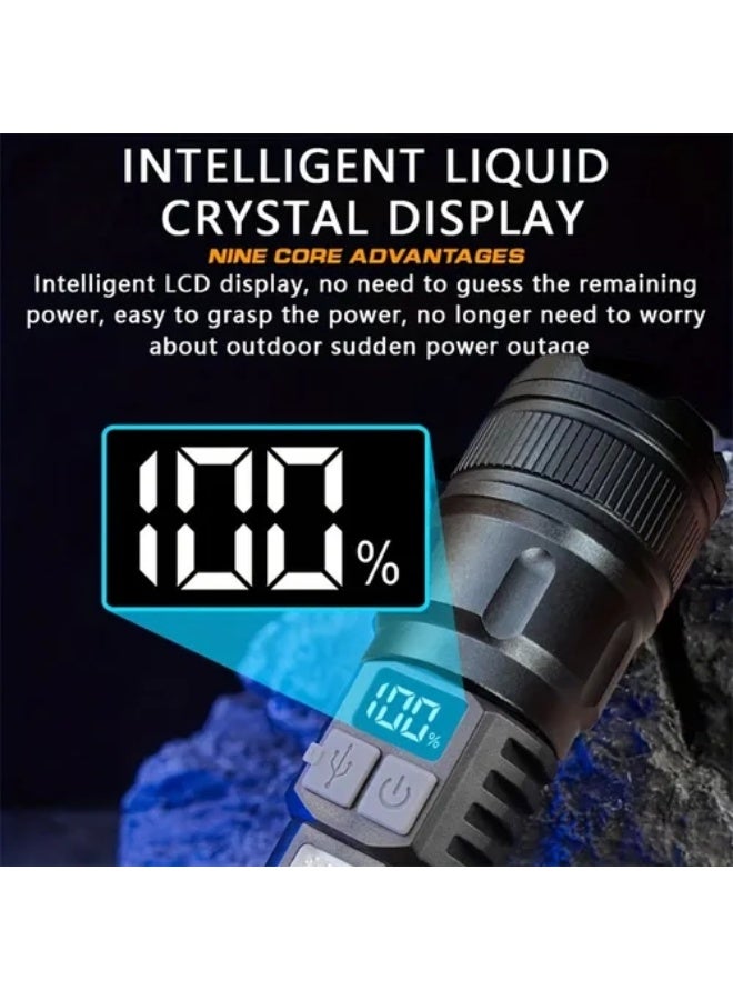 Forthcan Rechargeable LED Flashlight, Ultra Bright Handheld Torch with Side Light, Waterproof Long-Range Flashlight for Outdoor, Cycling, Patrol, and Night Fishing - Image 5