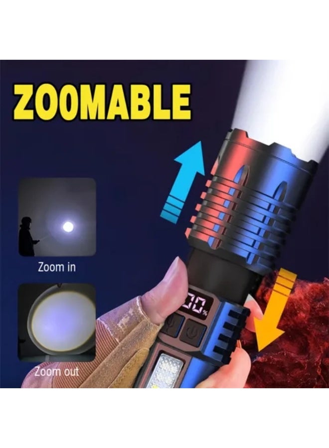 Forthcan Rechargeable LED Flashlight, Ultra Bright Handheld Torch with Side Light, Waterproof Long-Range Flashlight for Outdoor, Cycling, Patrol, and Night Fishing - Image 4
