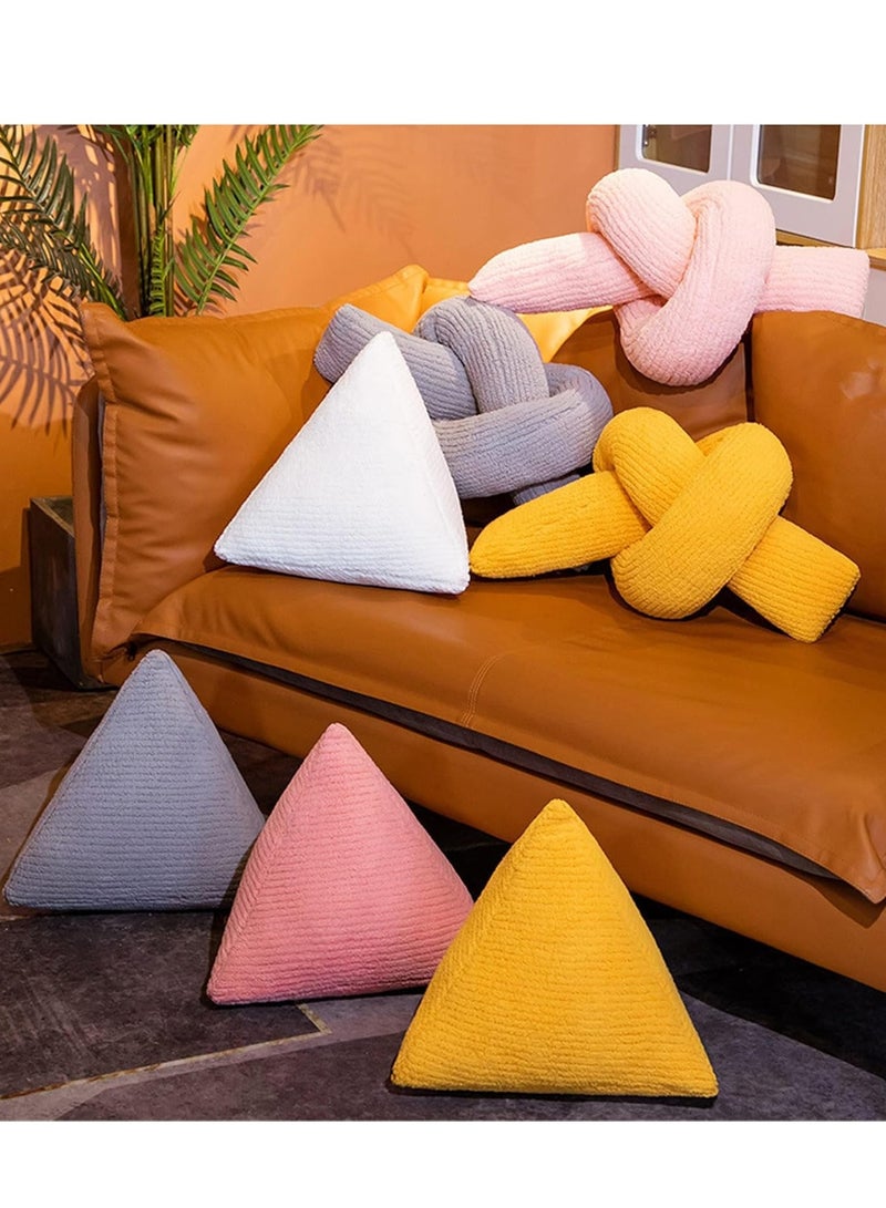 Triangular Knot Pillow, Soft Knot Plush Throw Pillow Boucle Knot Shaped Pillows Knotted Long Decorative Throw Pillows Cushion for Couch Sofa Bed Room Decor