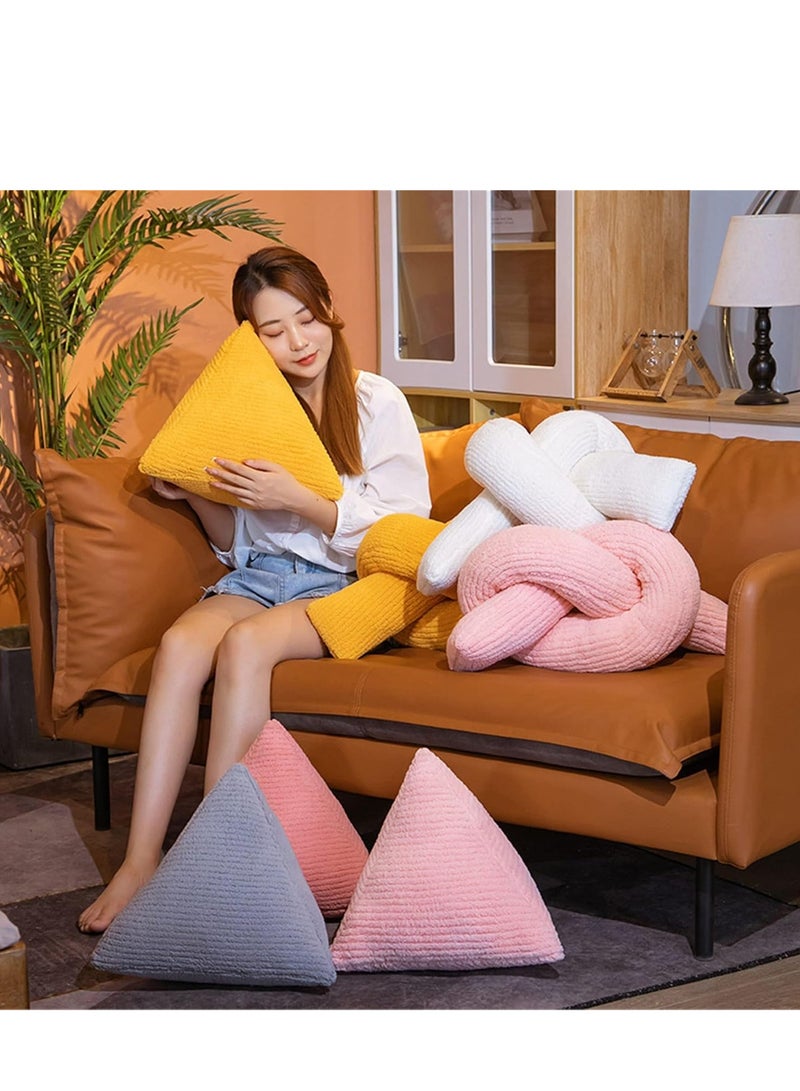 Triangular Knot Pillow, Soft Knot Plush Throw Pillow Boucle Knot Shaped Pillows Knotted Long Decorative Throw Pillows Cushion for Couch Sofa Bed Room Decor