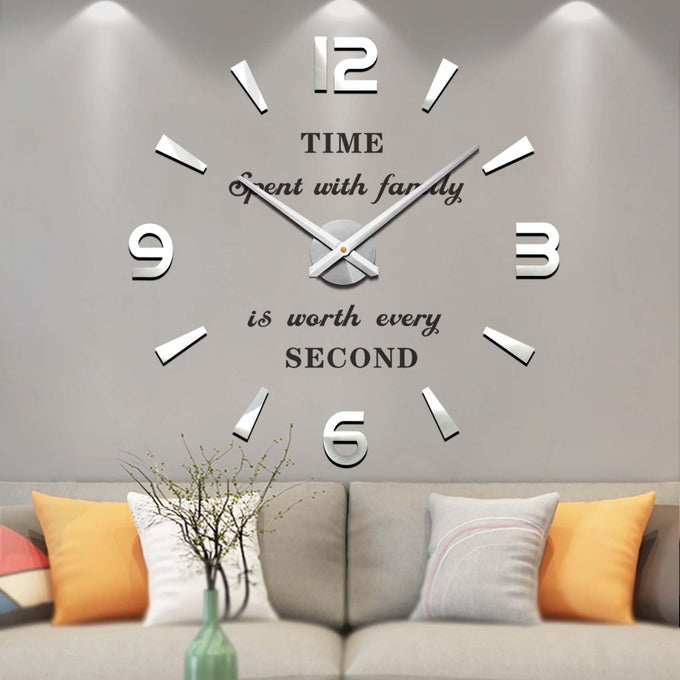 LARGE 3D WALL CLOCK DIY WALL DECORATION CLOCK WITH MIRROR SURFACE STICKER FOR OFFICE HOME LIVING ROOM DECOR