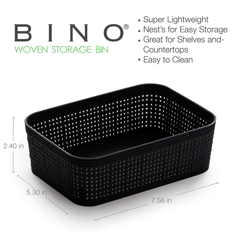 BINO | Woven Plastic Basket | XS (Black), 5-Pack | THE JUTE COLLECTION | Home Organization, Space - Saving Storage, Stylish Design | Jute Basket | Plastic Storage Basket - Image 2