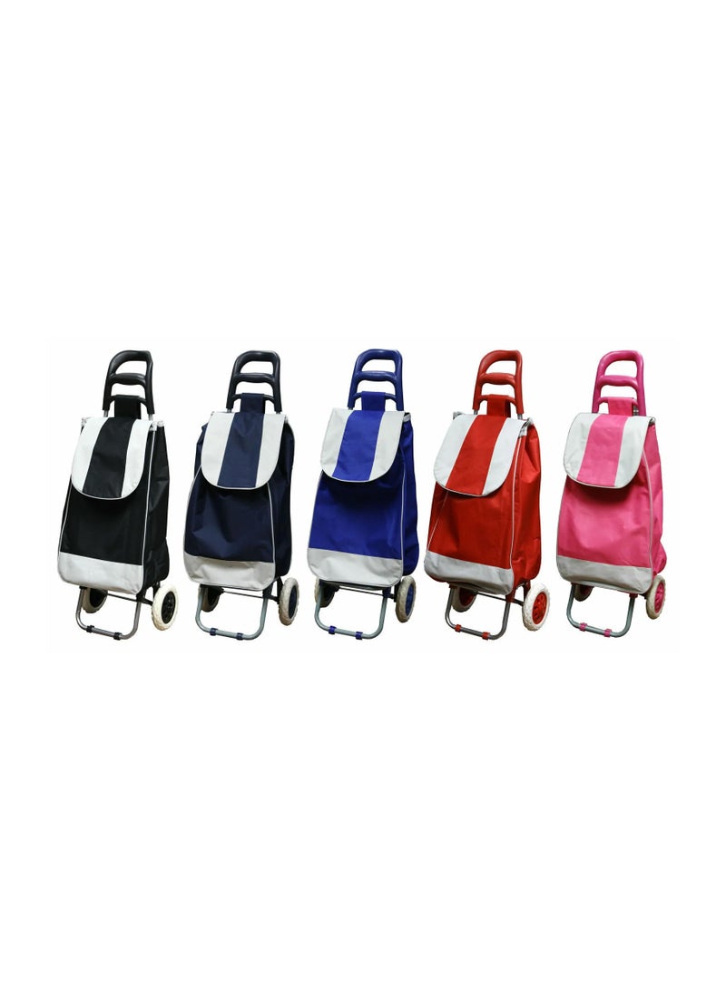 DubaiGallery 1Pcs Random Color Foldable Shopping Trolly Luggage Bag Vegetable Trolley with Wheel Easy to Carry Travelling Luggage Trolley Bag with Good Looking and Easy Carring - Image 2