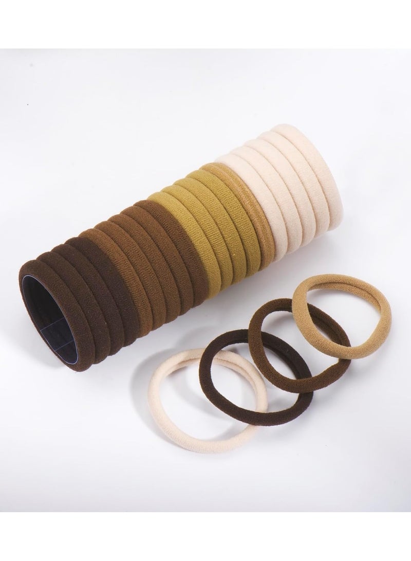 STAR BEJA Parcce 100 PCS Brown Cotton Seamless Hair Ties - Thick Hair Bands for Heavy, Curly Hair 100Pcs - Image 4