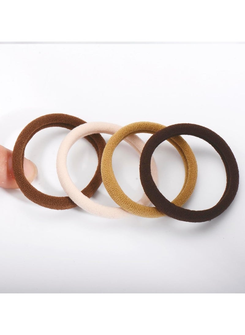 STAR BEJA Parcce 100 PCS Brown Cotton Seamless Hair Ties - Thick Hair Bands for Heavy, Curly Hair 100Pcs - Image 5