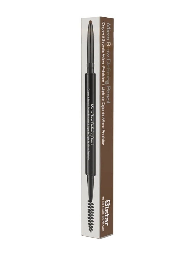 Micro Brow Defining Pencil Stylist Waterproof Eyebrow Pencil, Ultra Fine Double Ended Fill and Shape (Warm Brown)
