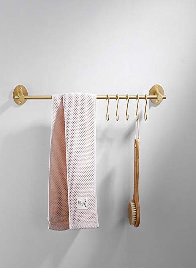 Hiendure 21.6 Inch Towel Bar with 5 S Shaped Hooks,Brass Towel Holder Brushed Gold Towel Rack for Bathroom Kitchen - Image 1
