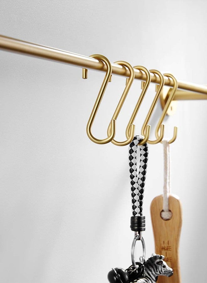 Hiendure 21.6 Inch Towel Bar with 5 S Shaped Hooks,Brass Towel Holder Brushed Gold Towel Rack for Bathroom Kitchen - Image 3