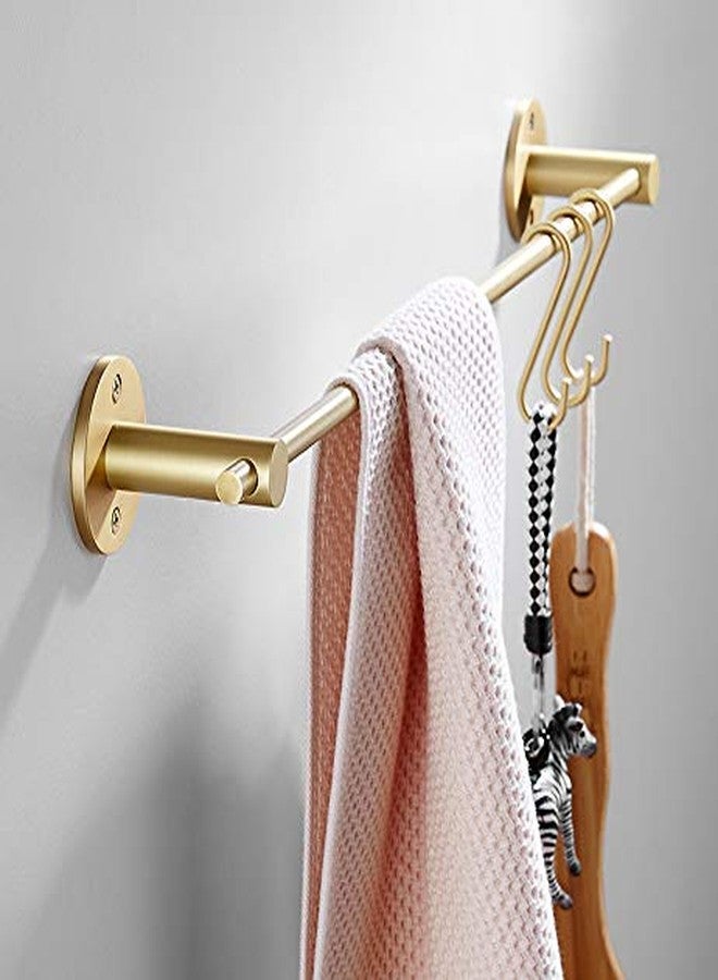 Hiendure 21.6 Inch Towel Bar with 5 S Shaped Hooks,Brass Towel Holder Brushed Gold Towel Rack for Bathroom Kitchen - Image 2