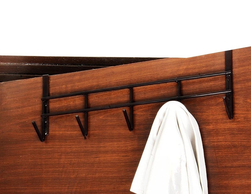 Inditradition Multipurpose Hanging Metal Hook Rack | Over The Door Hanging Storage Organizer (39cm, Black) - Image 1
