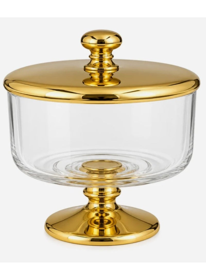 AKDC Danny Home Glass Footed Candy Pot Gold - 15×18cm - Image 1