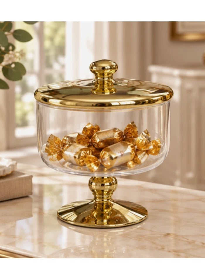AKDC Danny Home Glass Footed Candy Pot Gold - 15×18cm - Image 2