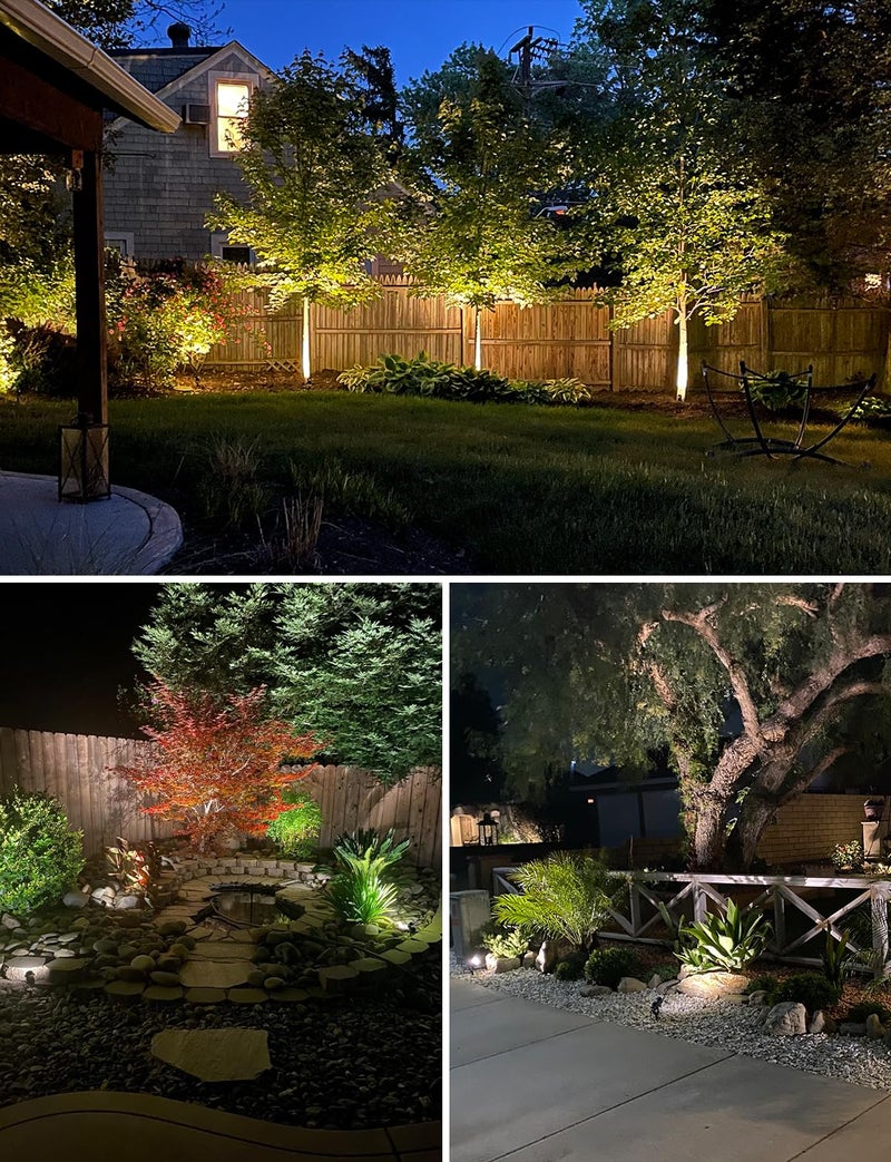 SUNVIE 12W Low Voltage LED Landscape Lights with Connectors, Outdoor 12V Super Warm White (900LM) Waterproof Garden Pathway Lights Wall Tree Flag Spotlights with Spike Stand (12 Pack with Connector) - Image 4