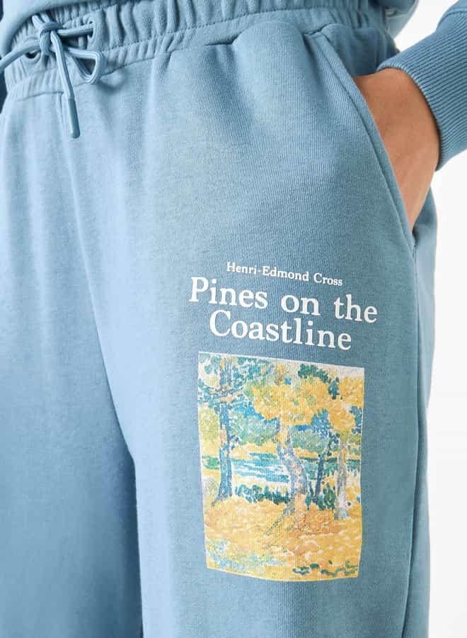 SP Characters Henri Edmond Cross Print Joggers with Drawstring Closure - Image 4