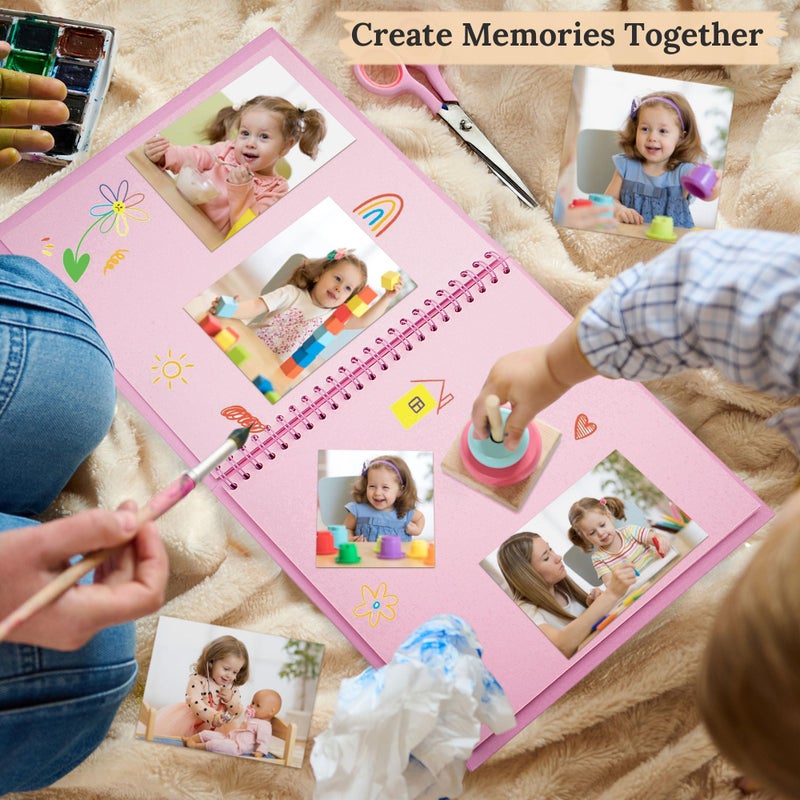 Hiwhy Scrapbook 8x8 Inch DIY Scrapbook Album Hardcover Kraft Paper Scrap Book Photo Albums 40 Pages Perfect for 4x6 / 5x7 Photos Memory Book for Family, Wedding - Image 3