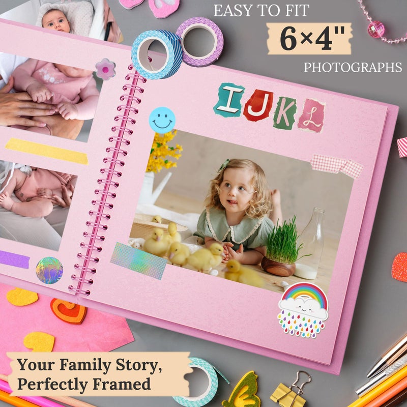 Hiwhy Scrapbook 8x8 Inch DIY Scrapbook Album Hardcover Kraft Paper Scrap Book Photo Albums 40 Pages Perfect for 4x6 / 5x7 Photos Memory Book for Family, Wedding - Image 5