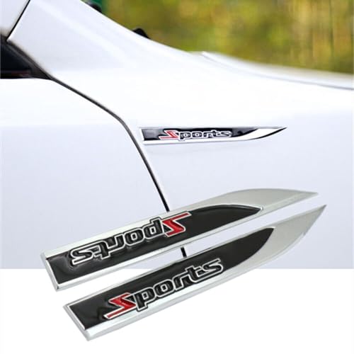 AutoBizarre 3D Raised Set of 2 Side Fender Blade Knife Shape Metal Monogram Emblem Badge Decal Sticker for All Cars & Bikes (Red Black Sport) - Image 2