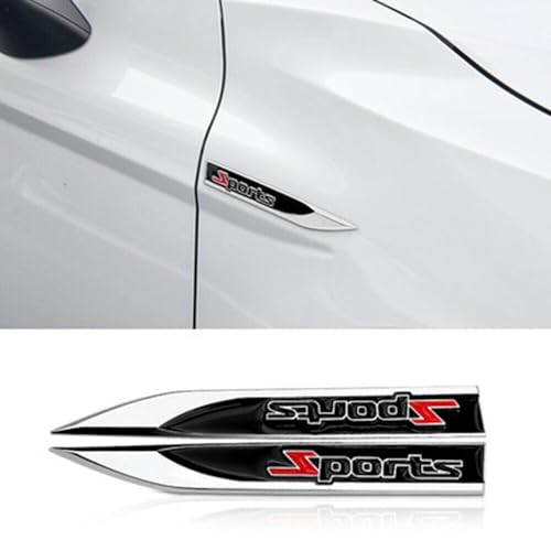 AutoBizarre 3D Raised Set of 2 Side Fender Blade Knife Shape Metal Monogram Emblem Badge Decal Sticker for All Cars & Bikes (Red Black Sport) - Image 3