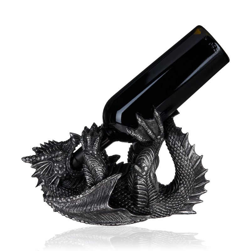 True 10143 Polyresin Dragon Wine Bottle Holder Decorative, Single Wine Bottle Holder, Wine Holder Stand, Wine Bar, Wine Decor, Set of 1, Black - Image 5