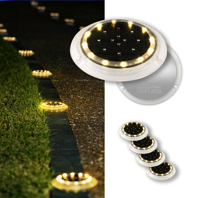 SHONELIGHTING Solar Dock Lights, Bright Disc LED Outdoor Waterproof, Anti-Slip & Anti-Trip Flat Low Profile for Marine, Deck, Ground, Pool, Pier, Pathway, Step (Warm White, 6Pack) - Image 1