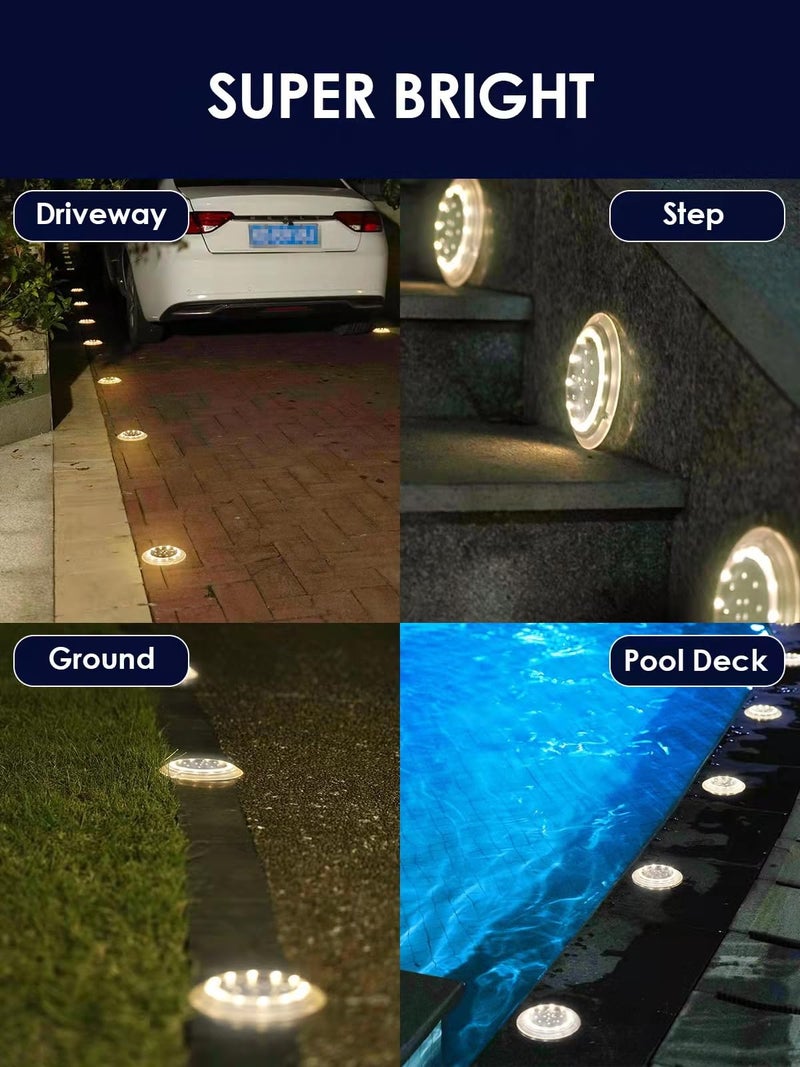 SHONELIGHTING Solar Dock Lights, Bright Disc LED Outdoor Waterproof, Anti-Slip & Anti-Trip Flat Low Profile for Marine, Deck, Ground, Pool, Pier, Pathway, Step (Warm White, 6Pack) - Image 3