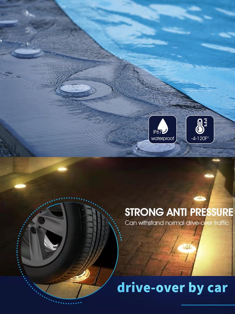 SHONELIGHTING Solar Dock Lights, Bright Disc LED Outdoor Waterproof, Anti-Slip & Anti-Trip Flat Low Profile for Marine, Deck, Ground, Pool, Pier, Pathway, Step (Warm White, 6Pack) - Image 4