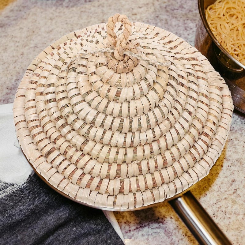 Straw Woven Pan Lid 19-21cm Universal Pot Lid Cover for Frying Pans Eco-friendly Kitchen for Skillet Cooking - Image 5
