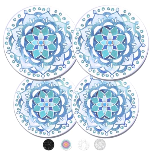 Robbins Aria Electric Stove Burner Covers - Protect Stovetop - Set of 4, 10 and 8 inches - Blue Mandala Electric Stove Covers - Image 1
