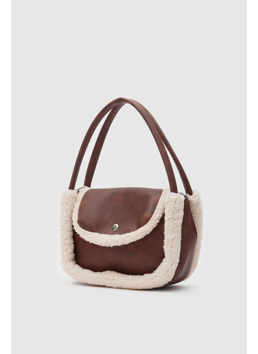 Shule Bags Sam Furry Tan Handbag and Crossbody Bag