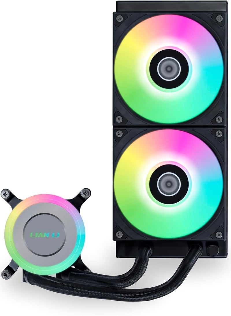 ليان لي مراوح جالاهاد II لايت 240 ملم RGB - تاثيرات اضاءة قابلة للتخصيص وكتلة مضخة ARGB، ضوضاء منخفضة، تصميم محمل هيدروليكي، غطاء مضخة قابل للتبديل - مروحة بي بي تي 28 ملم لـ LGA 1700 / AM5 / AM4 (GA2L24RB) - Image 1