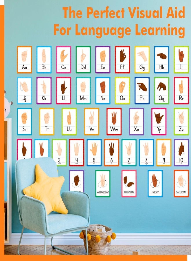 Gethelud ASL Alphabet Line Bulletin Board Set, 43pcs Letters Numbers Week Sign Language Decorations, 26 Letters/7 Days of the Week1-10 Numbers Small Posters for Preschool, Kindergarten Classroom Decorations - Image 5