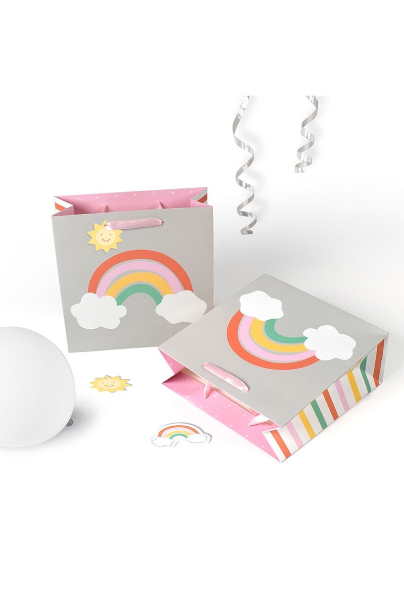 PEI  AN Rainbow  Cloud Gift Bags – Thick White Cardstock Handle Bags (20x8x20cm) – Cute Cartoon Design for Parties,  Birthday Candy  Kids’ Gifting - Image 2